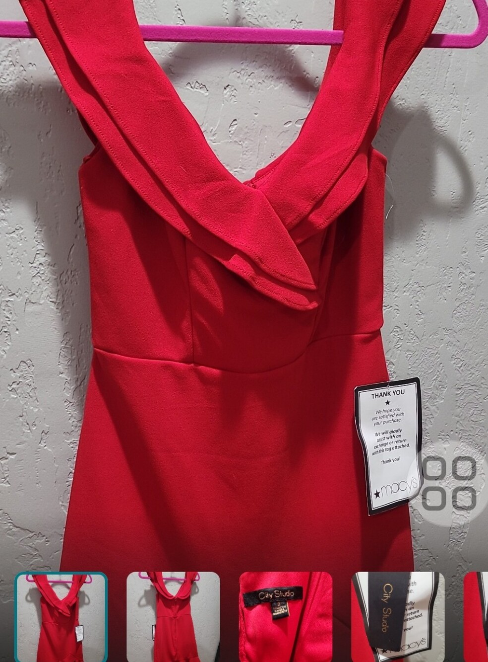 City Studio Red Strapless Fold-Detail Dress